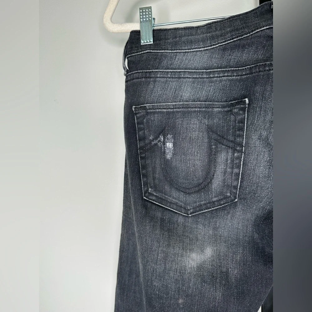 True Religion Women's Low Rise Relaxed Skinny Jeans with Rhinestones distressed